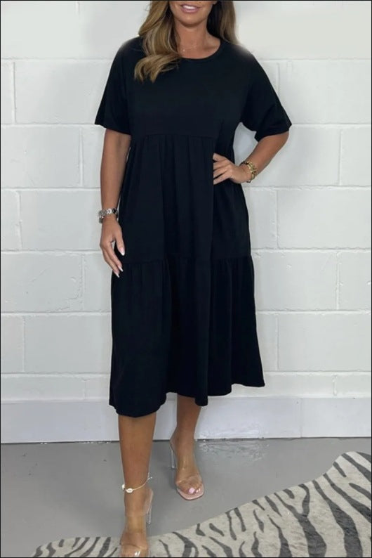 Dame afslappet midikjole med legende flæser Stilla