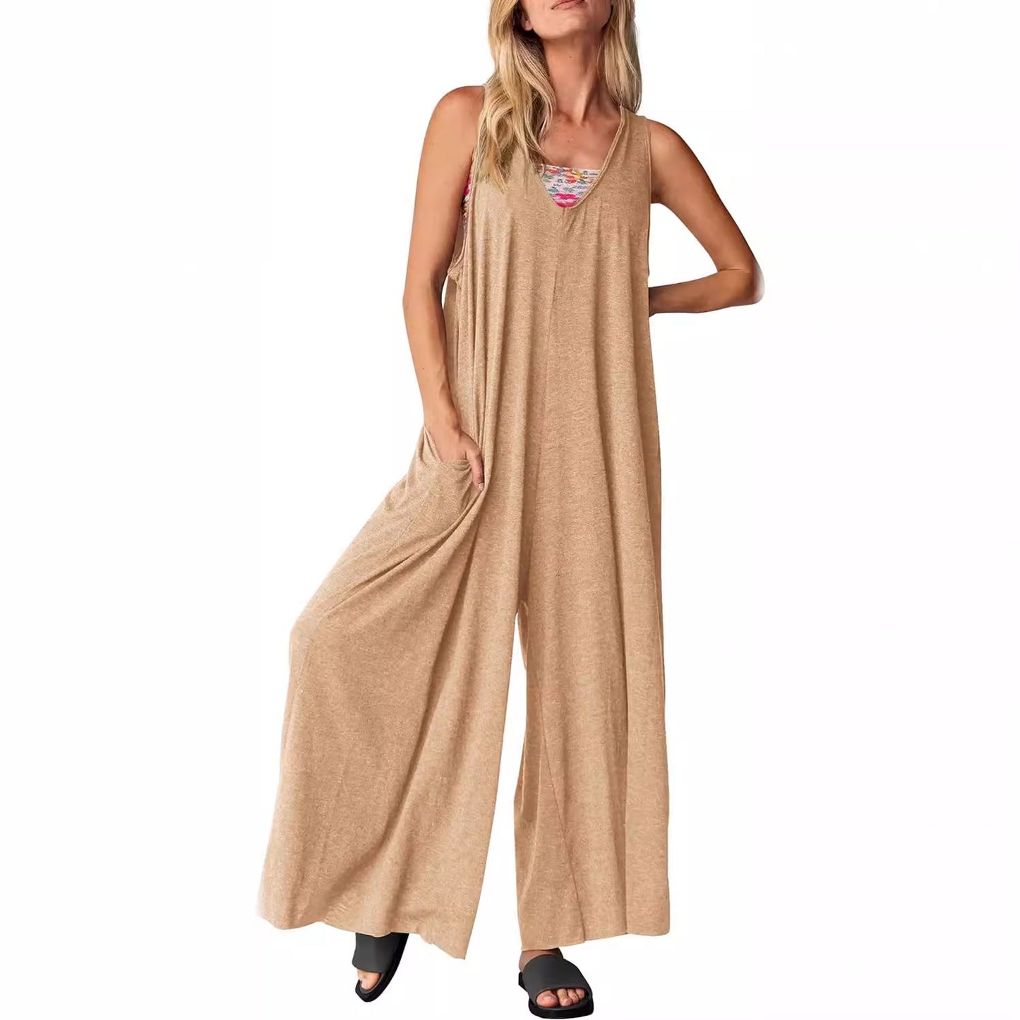 Dame jumpsuit i blødt materiale med sidelommer Stilla