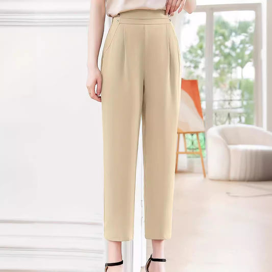 Dame elegant Jersey-bukser med høj talje og praktiske lommer Stilla