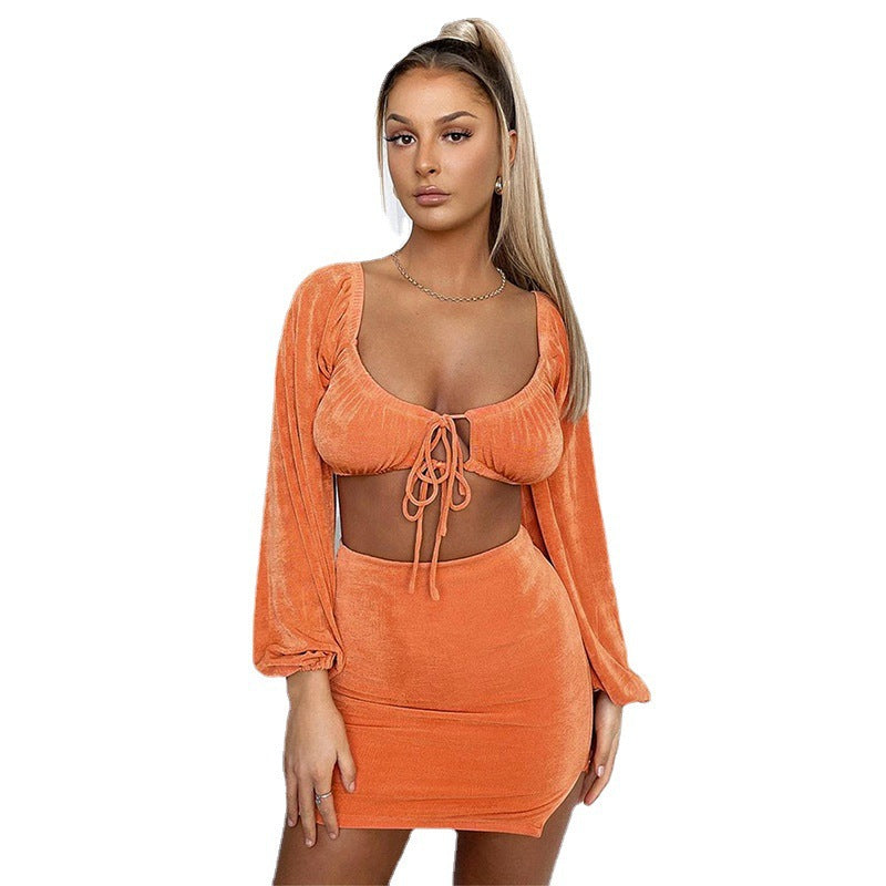 Dame Crop-Top og Mini nederdel Ensemble Stilla