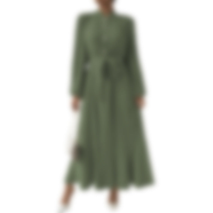 Dame elegant bluse med bindebælte og knapdetalje Stilla