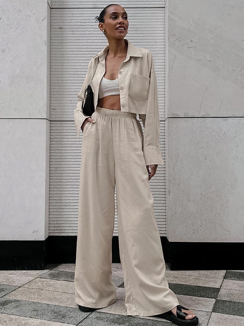 Dame afslappet bluse i åndbart hørmix med påsat lomme og minimalistiske detaljer Stilla