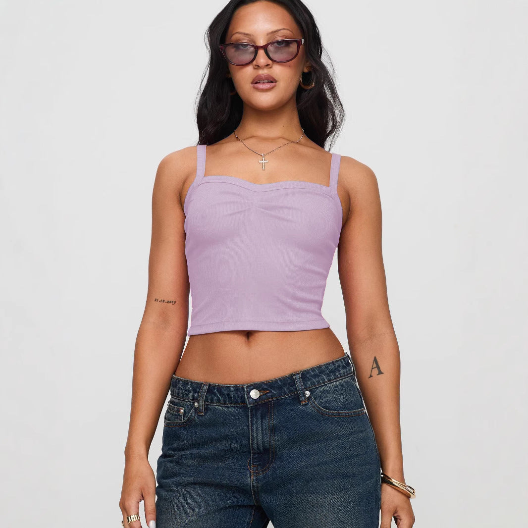 Dame Cropped Top med smalle stropper og elegant talje betoning Stiila
