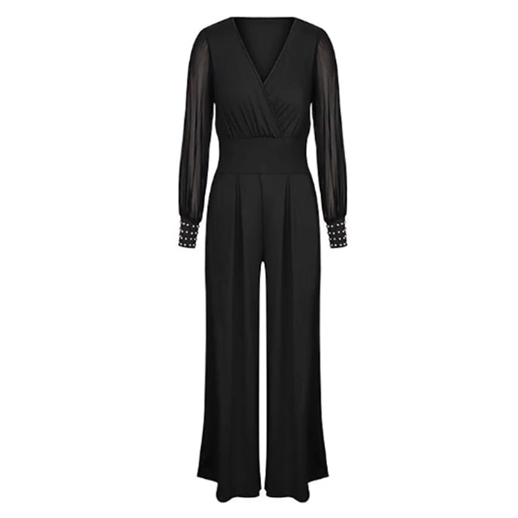Dame Elegant Jumpsuit med gennemsigtige ærmer og figursyet skæring Stilla