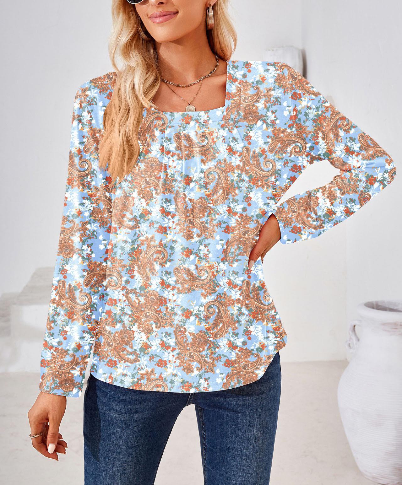 Dame Elegant blomsteret bluse med lange ærmer Stilla