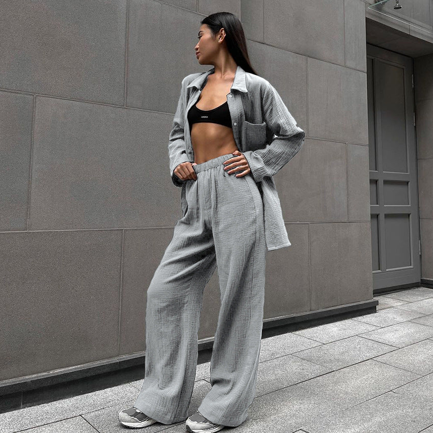 Dame afslappet Relaxed-Fit sæt bestående af skjorte og bukser Stilla