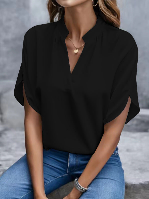 Dame elegant bluse med kortærmet Stilla