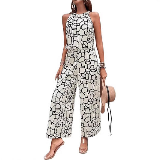 Dame løst skåret jumpsuit i dyremønster Stilla