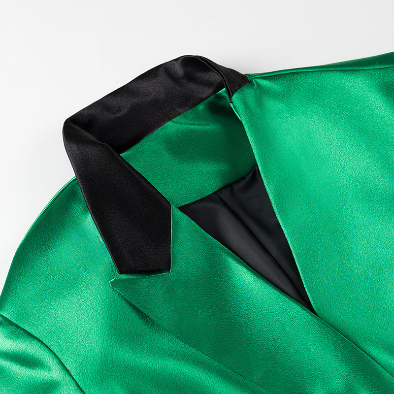 Dame elegant dobbeltknap blazerjakke med skinnende finish Stilla