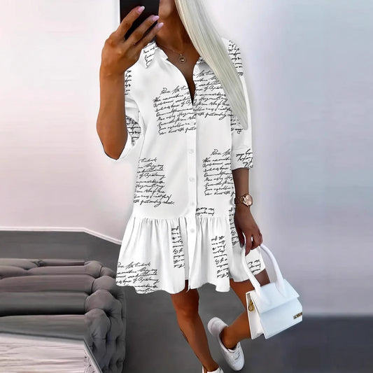 Dame afslappet skjortekjole med stribet ternet mønster Stilla