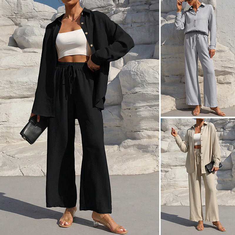 Dame afslappet fritidstop med brede bukser Stilla