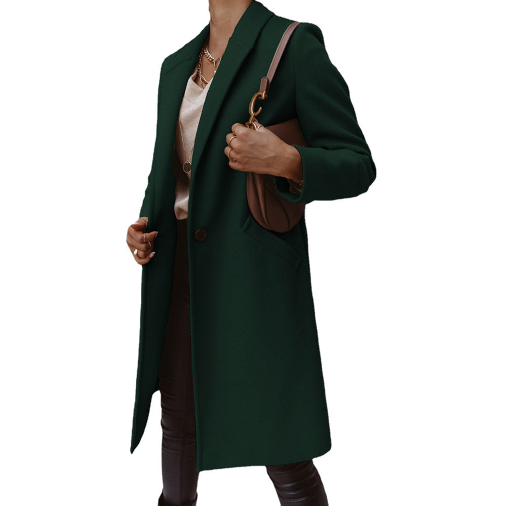 Dame elegant lang blazer med smalt snit og praktiske lommer Stiila