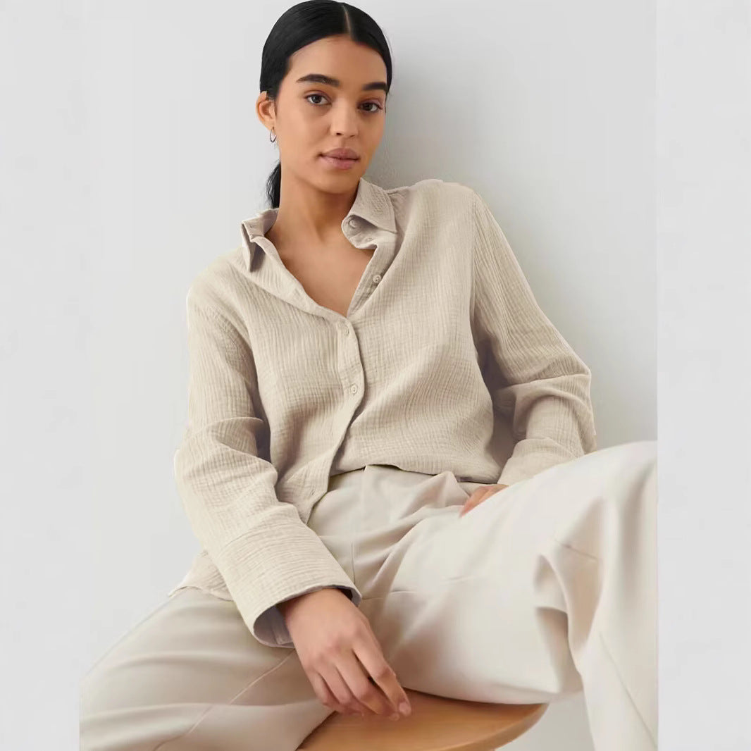 Dame afslappet skjorte bluse i åndbart materiale Stilla