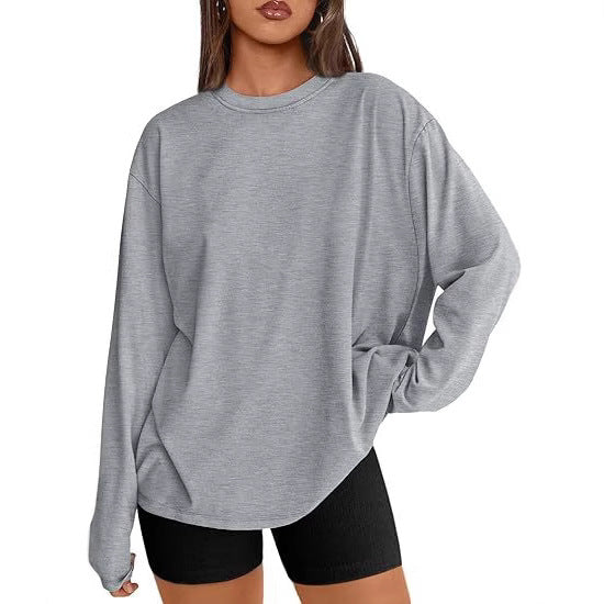 Dame afslappet langærmet skjorte med overdimensioneret pasform og rund halsudskæring Stilla