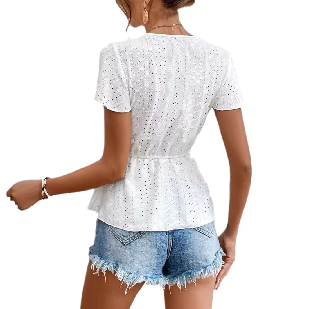 Dame elegant blonde bluse med voluminøse ærmer Stilla