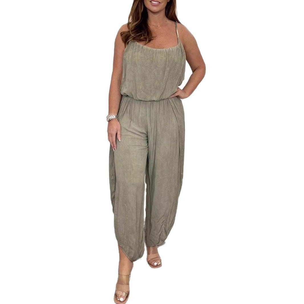 Femme Letvægts Ærmeløs Jumpsuit med Elastisk Talje Stilla