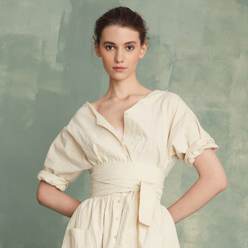 Dame afslappet kjole med talje bælte Stilla