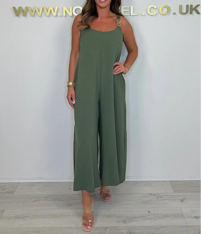 Dame Løs Jumpsuit med delikate stropper og brede ben Stilla