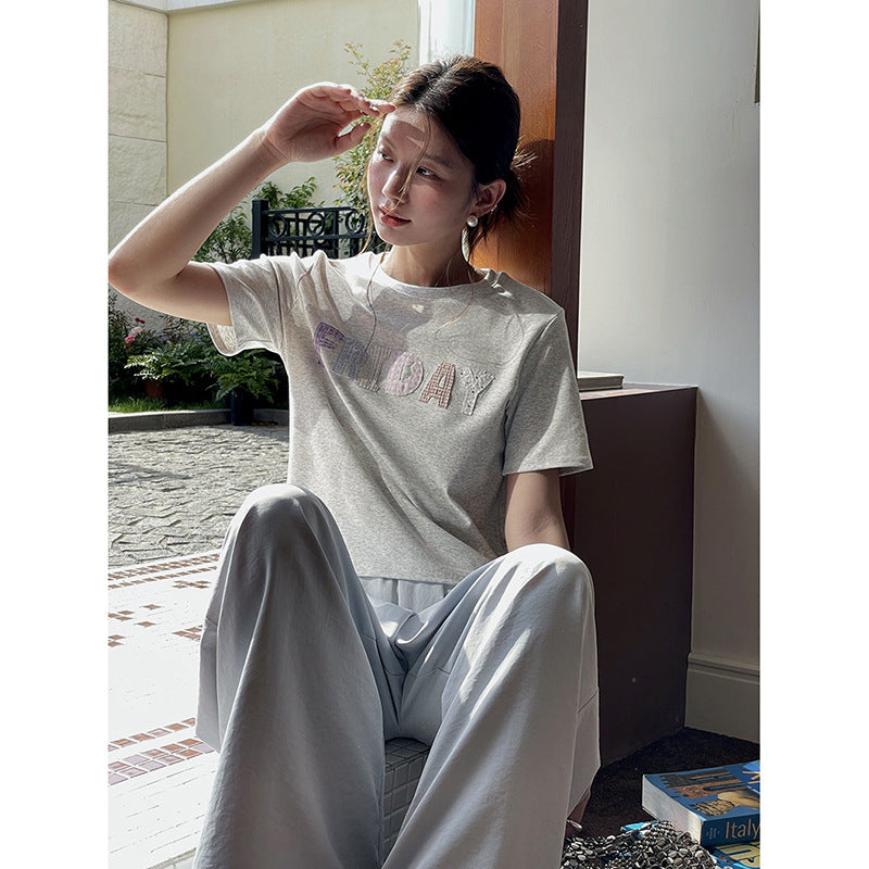 Damer afslappet T-shirt med moderne grafikker Stilla