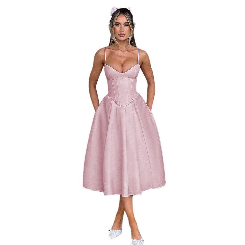 Dame A-linje Midi Kjole med struktureret Overdel Stilla