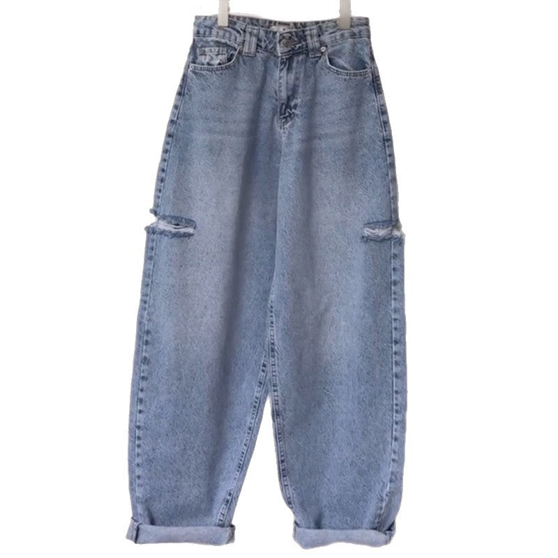 Dame Baggy Jeans med afslappet snit og indsnit knæ Stilla