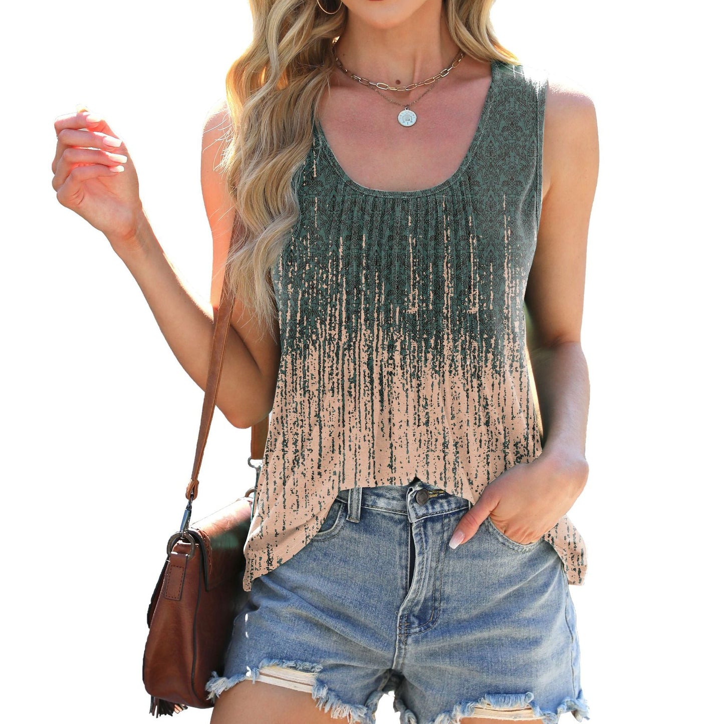 Stilla | Trendy Tie-Dye Print Løs Ærmeløs Tank