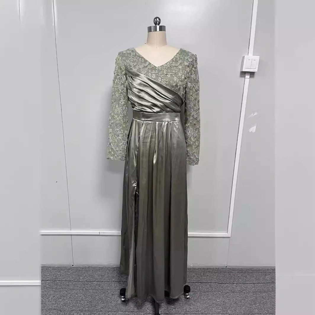 Dame elegant aften kjole med skinnende overdel og flydende nederdel Stilla