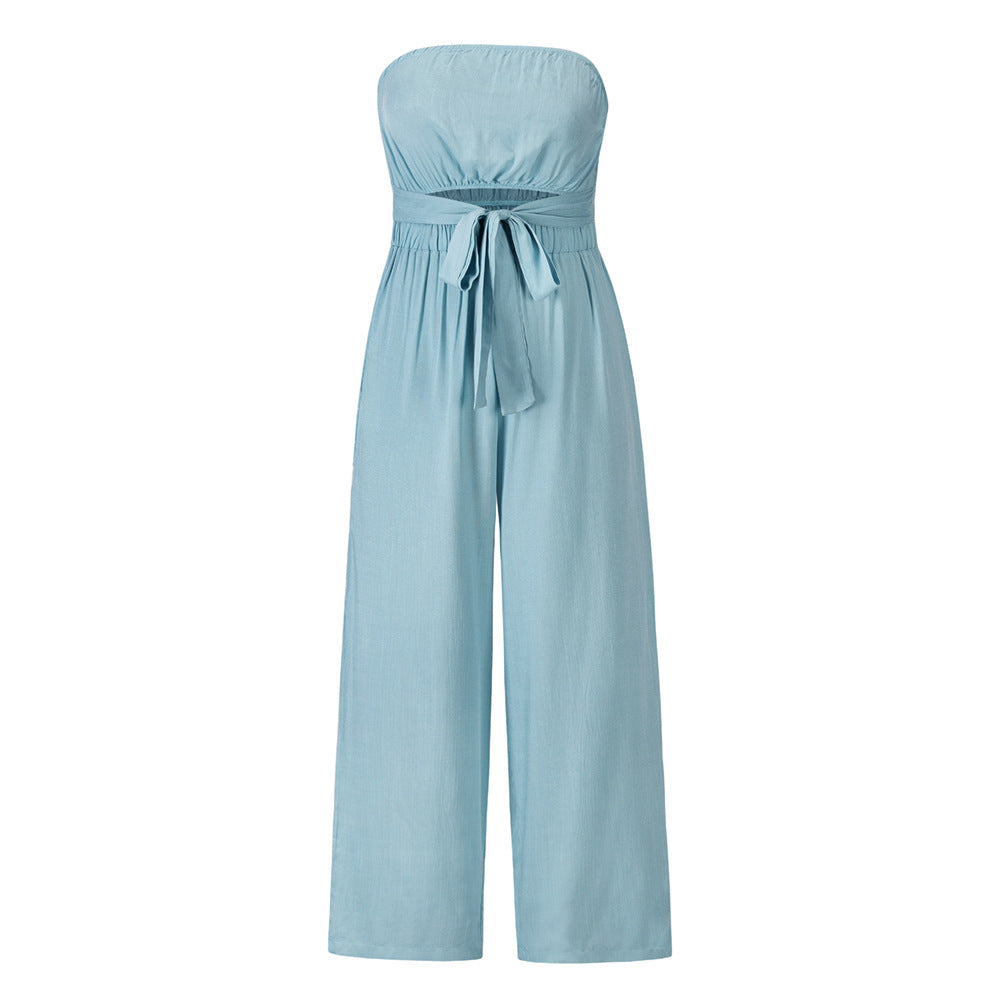 Stilla | Afslappet Uden Ærmer Crop Top Bred Ben Lang Jumpsuit
