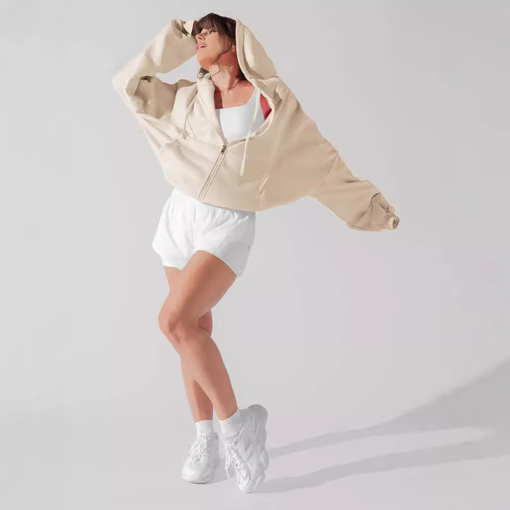 Dame afslappet oversized hættepullover med kvalitets lynlås og praktiske lommer Stilla