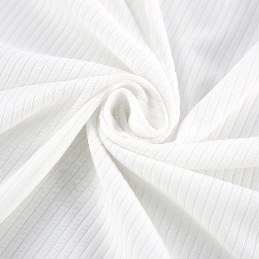 Dame afslappet rib sæt med voluminøse ærmer og frynset afslutninger Stilla