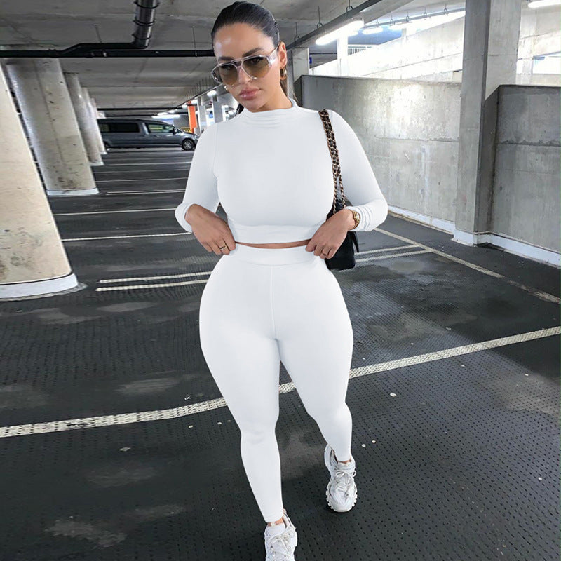 Dame Sporty sæt med tætsiddende, langærmet top og høj talje leggings Stilla