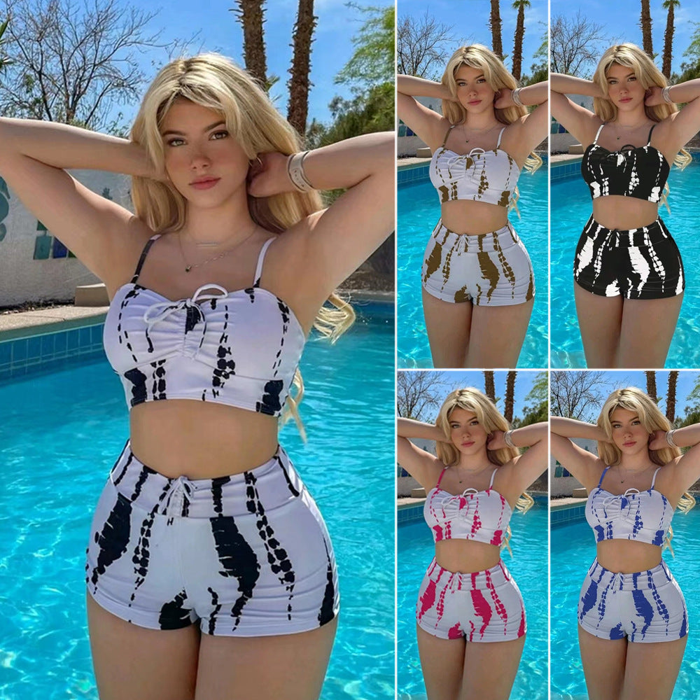 Dame Crop-Top-Bikini med justerbare stropper og høj talje Stilla