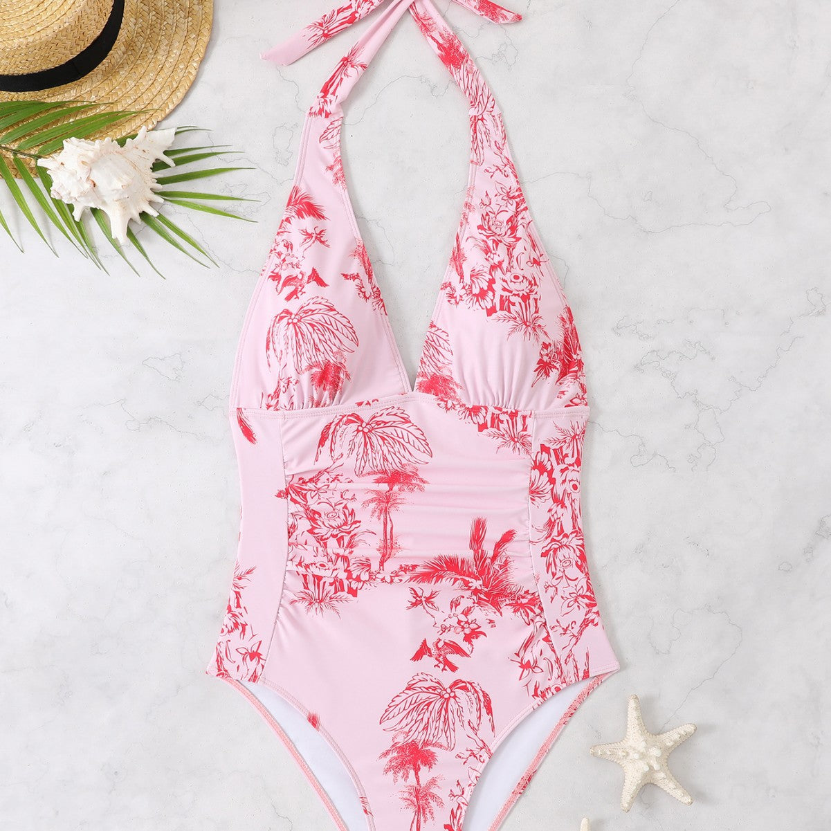 Dame Elegant Floral Plunge Badedragt Stilla