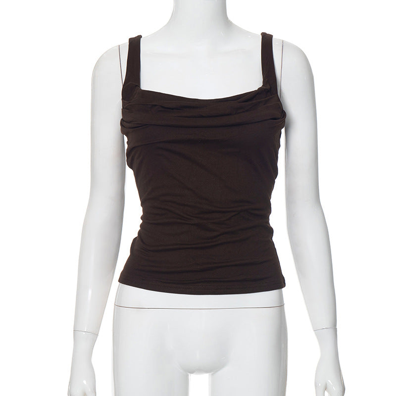 Dame Draperet Cami-Top med Quadrat-Udskæring Stilla