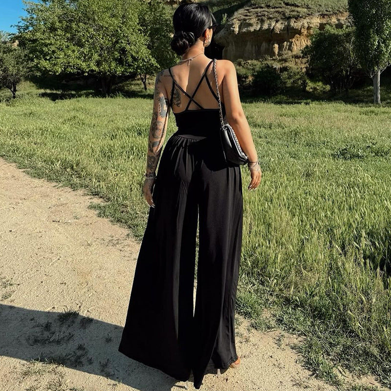 Dame Elegant Jumpsuit med luftig pasform og fine stropper Stilla