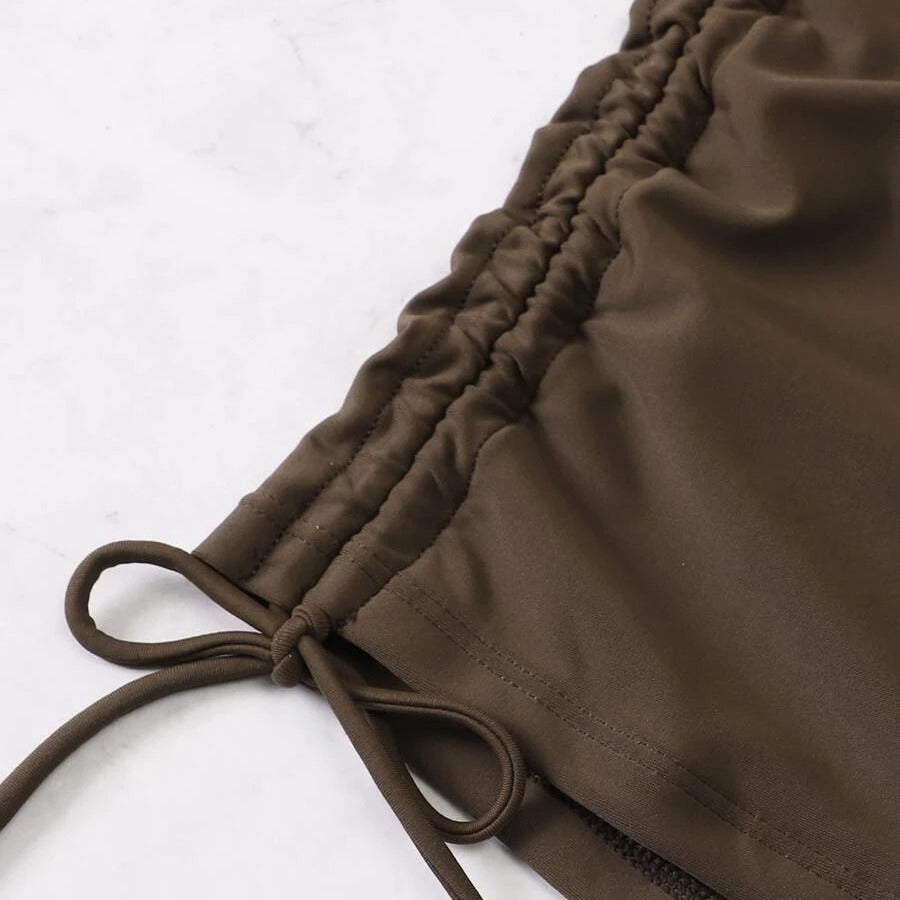 Dame Crop-Top Svømmetøj sæt med rynkning og høj talje Stilla