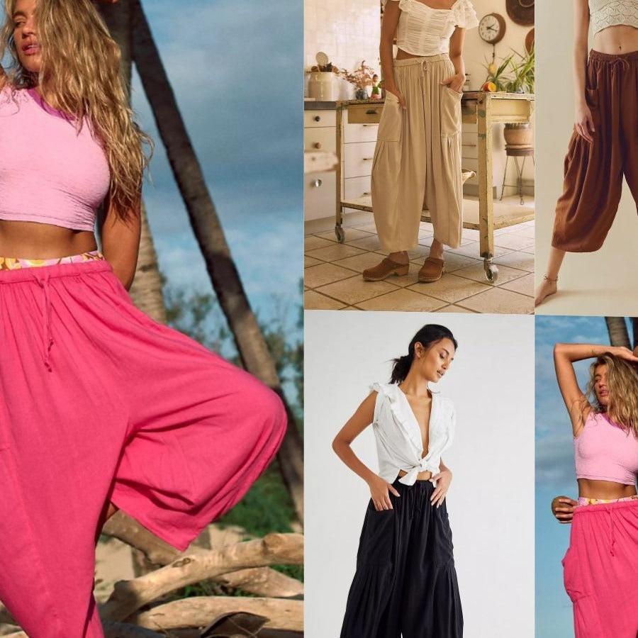 Dame afslappet haremsbukser med praktiske sidelommer og elastisk talje Stilla