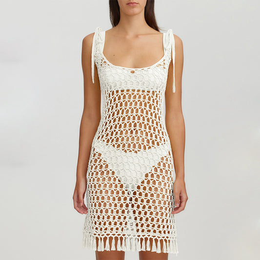 Dame Elegant hæklede strandkjole med frynser Stilla