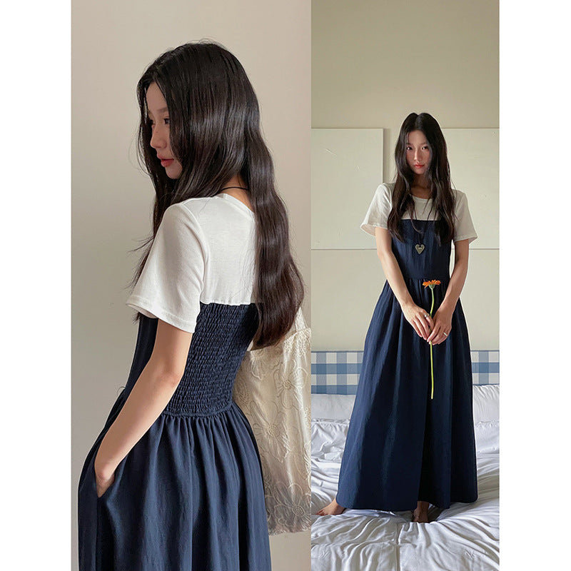 Dame afslappet maxikjole med stropper og drapering Stilla