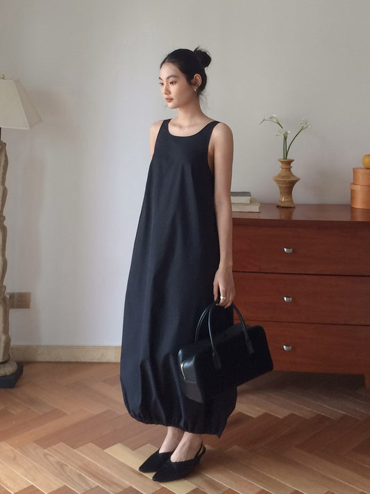 Dame afslappet Maxikjole med vidde udskåret nederdel og elastisk afslutning Stilla