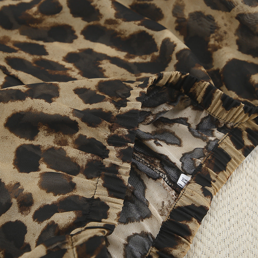 Dame afslappet bluse sæt med dyreprint og ærmedetaljer Stilla