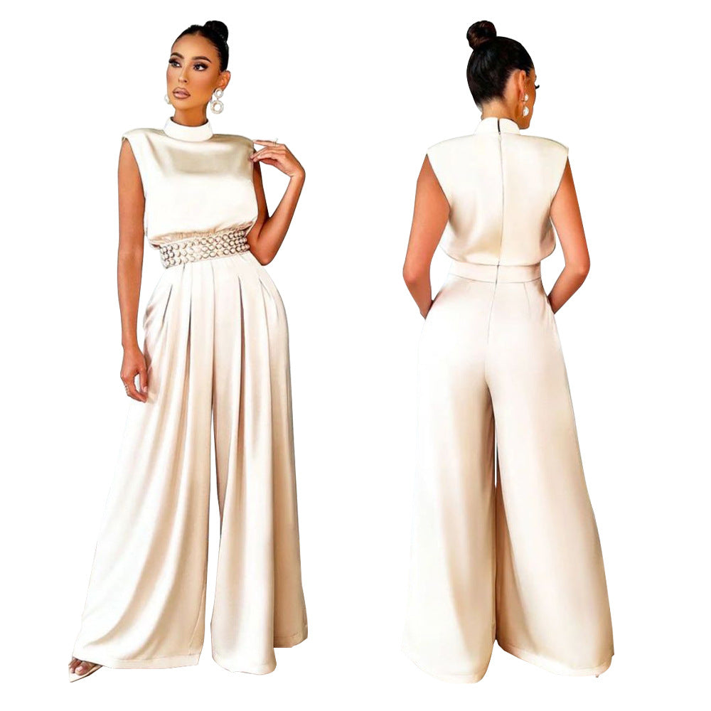 Dame Elegant Jumpsuit med taljeaccenter og høj hals Krave Stilla