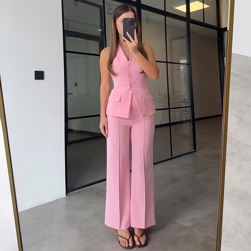 Dame Elegant jakkesæt med løstsiddende bukser og figursyet blazer Stilla