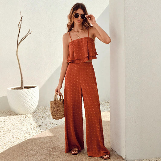 Dame Rulle To-delt Jumpsuit Sæt Stilla
