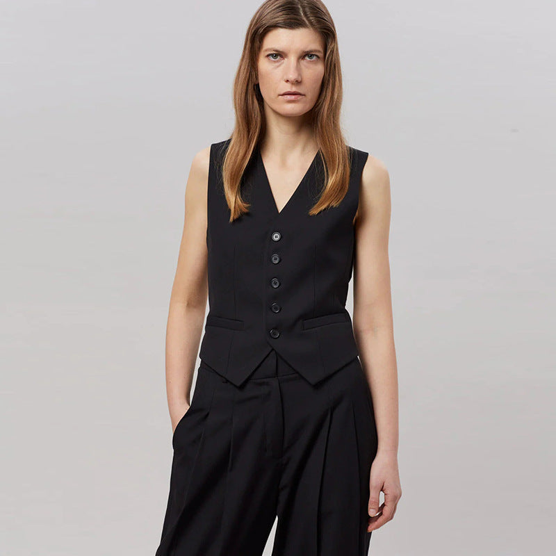 Dame elegant figursyet vest med knapdetaljer og smal pasform Stilla