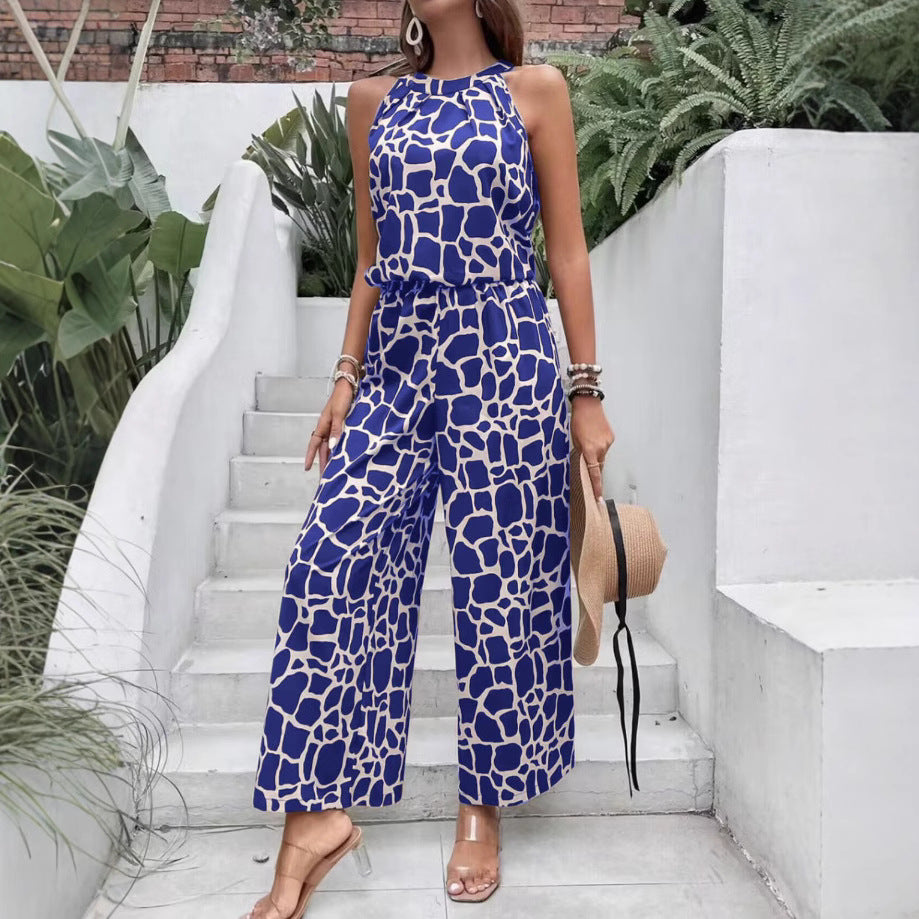 Dame løst skåret jumpsuit i dyremønster Stilla