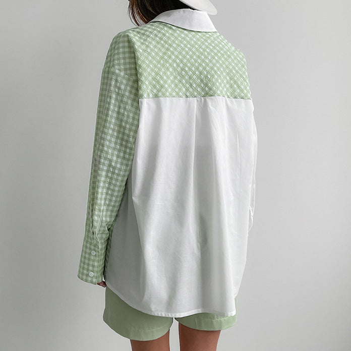 Dame Moderne Ternet Skjorte med Overdimensioneret Snit Stilla