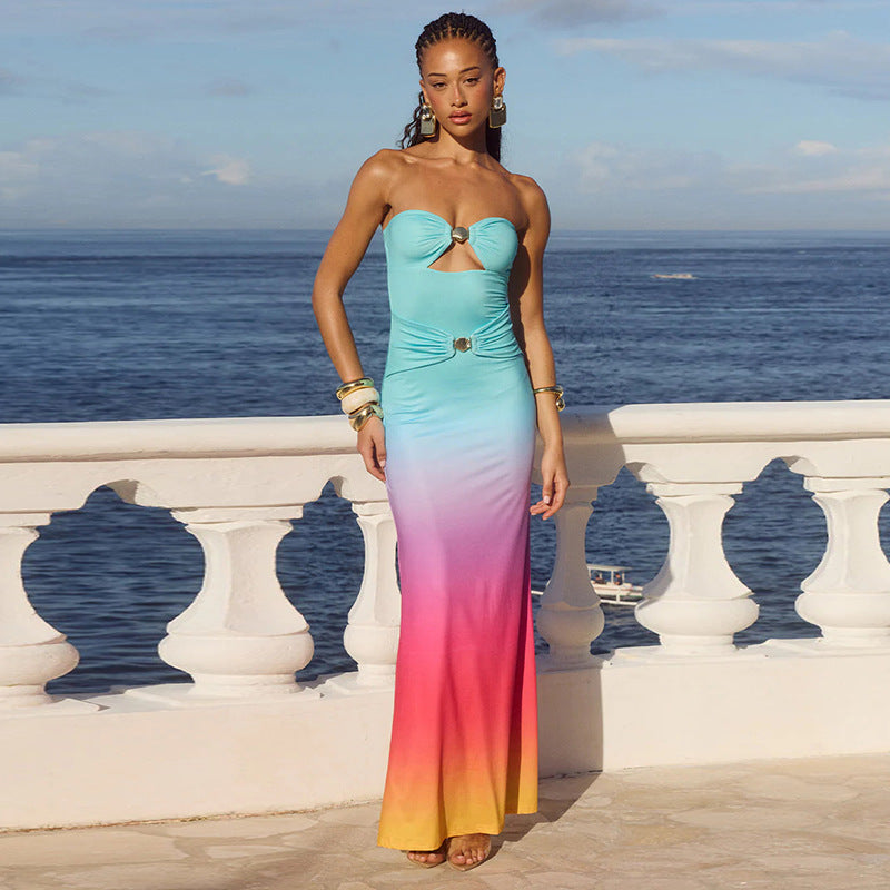 Dame Cut-Out Maxikjole med raffinerede draperinger Stilla