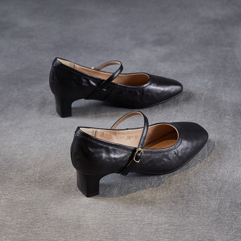 Dame Elegant Blokhæls Mary Jane Ballerinaer Stilla