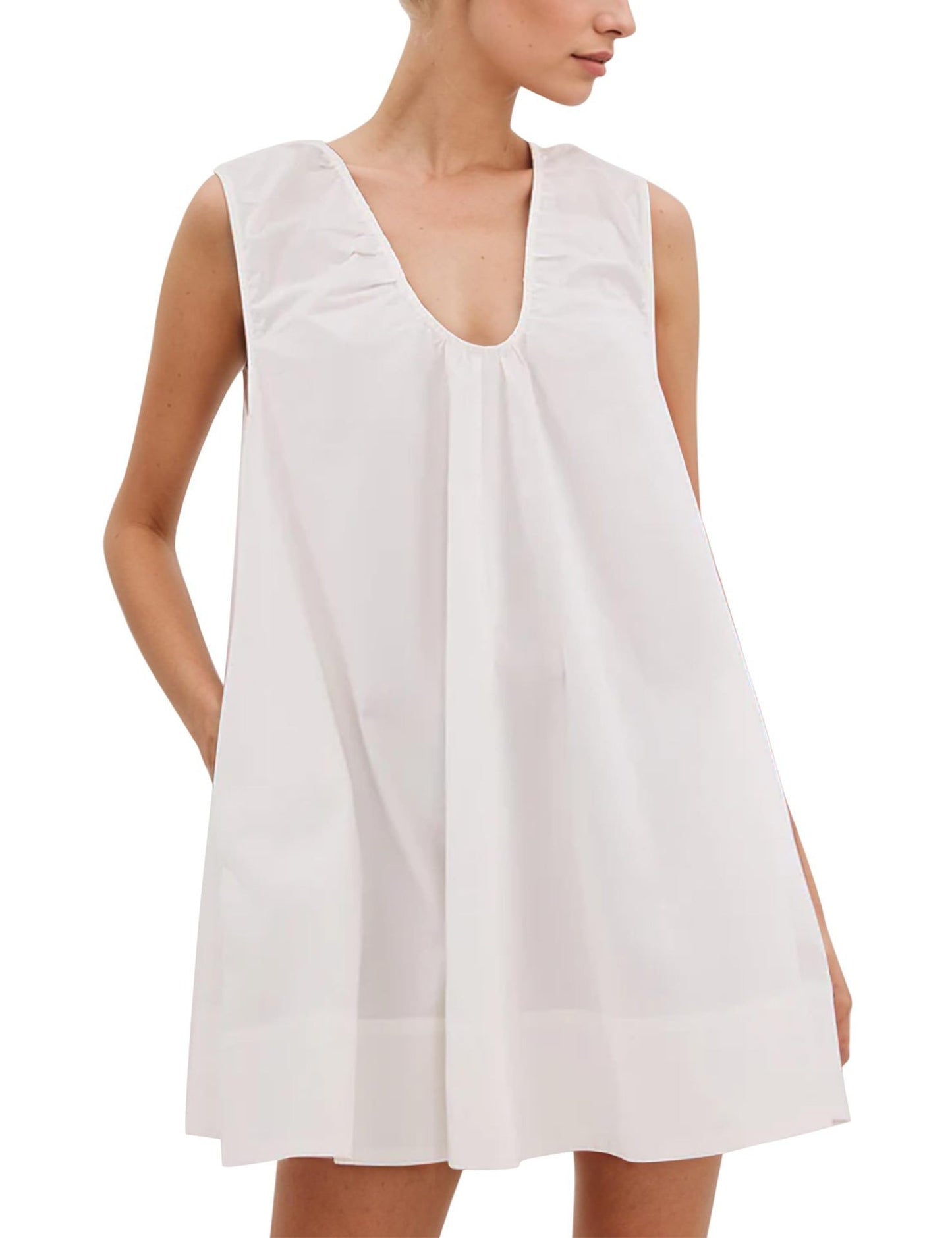 Dame afslappet maxikjole med dyb V-udskæring og bred pasform Stilla